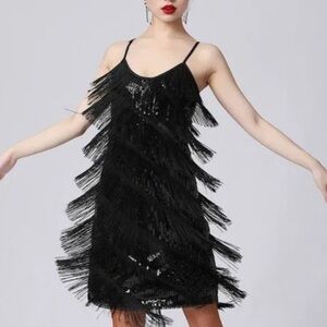 Halloween Black Fringe Dress
